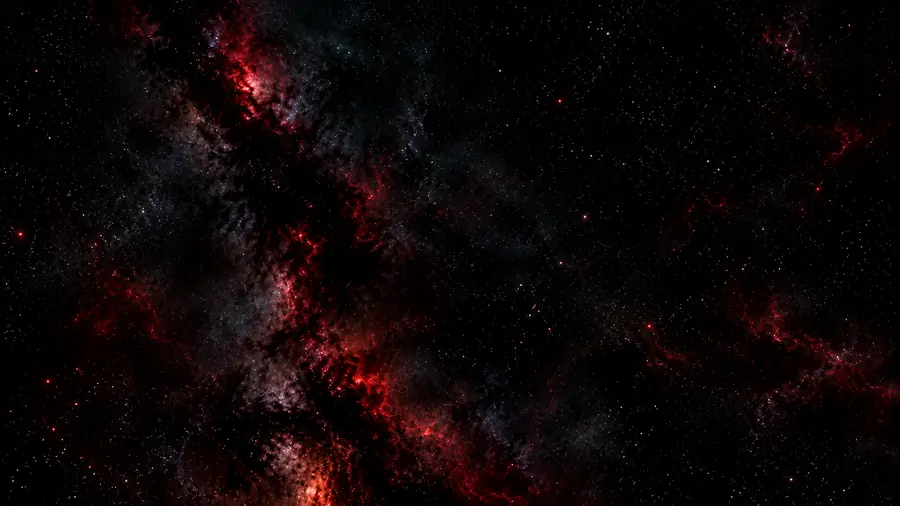The red nebula backdrop